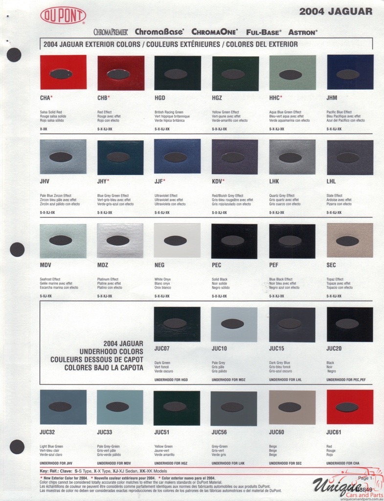 2004 Jaguar Paint Charts DuPont 1